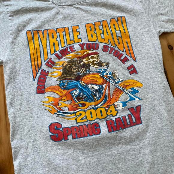 Vintage Y2K 2000s 2004 Myrtle Beach Bike Week Rally Flame Shirt Size Small - Picture 2 of 4
